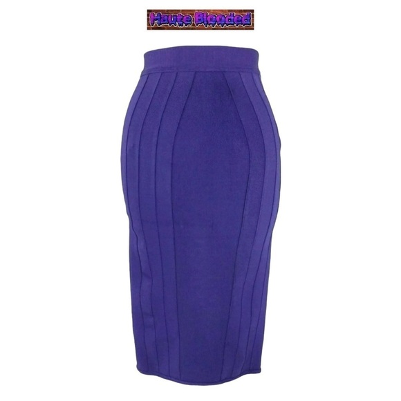 House of CB London Tijah Purple Stretch Pencil Skirt Bought FM Khloe Kardashian - Picture 1 of 8